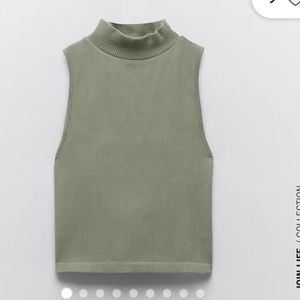 ZARA SEAMLESS MOCK NECK TANK SAGE GREEN